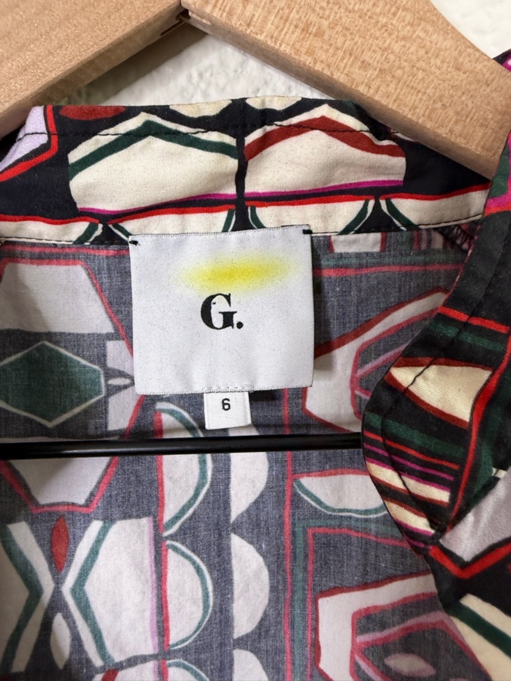 G. Label by Goop Puff Sleeve Printed Popover Shirt Womens Size 6 - Picture 5 of 7